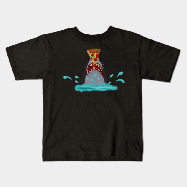 Shark Eating Pizza, Funny Pizza Lover Kids T-Shirt by logiamerch