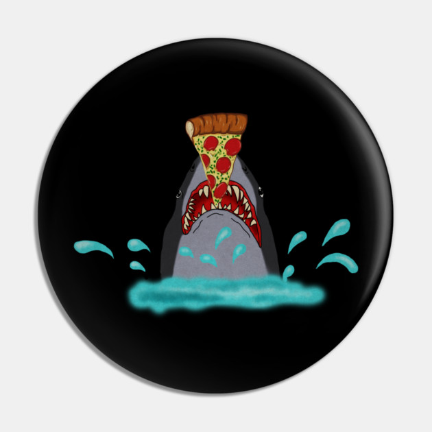 Shark Eating Pizza, Funny Pizza Lover Pin by logiamerch