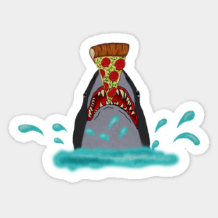 Shark Eating Pizza, Funny Pizza Lover Sticker