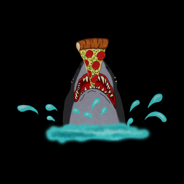 Shark Eating Pizza, Funny Pizza Lover by logiamerch