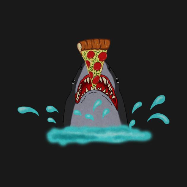 Shark Eating Pizza, Funny Pizza Lover by logiamerch