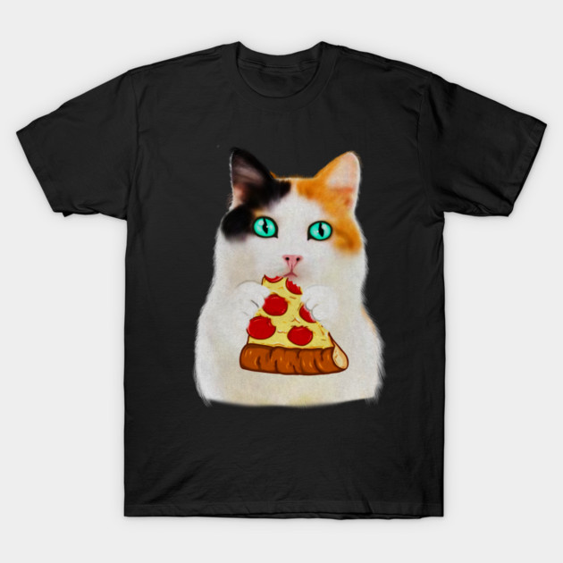 Cat Eating Pizza, Funny Pizza Lover T-Shirt by logiamerch
