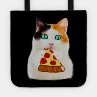 Cat Eating Pizza, Funny Pizza Lover Tote