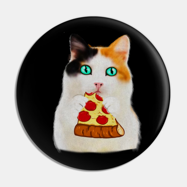 Cat Eating Pizza, Funny Pizza Lover Pin by logiamerch