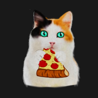 Cat Eating Pizza, Funny Pizza Lover T-Shirt