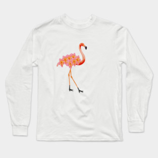 Flamingo Tropical Floral Long Sleeve T-Shirt