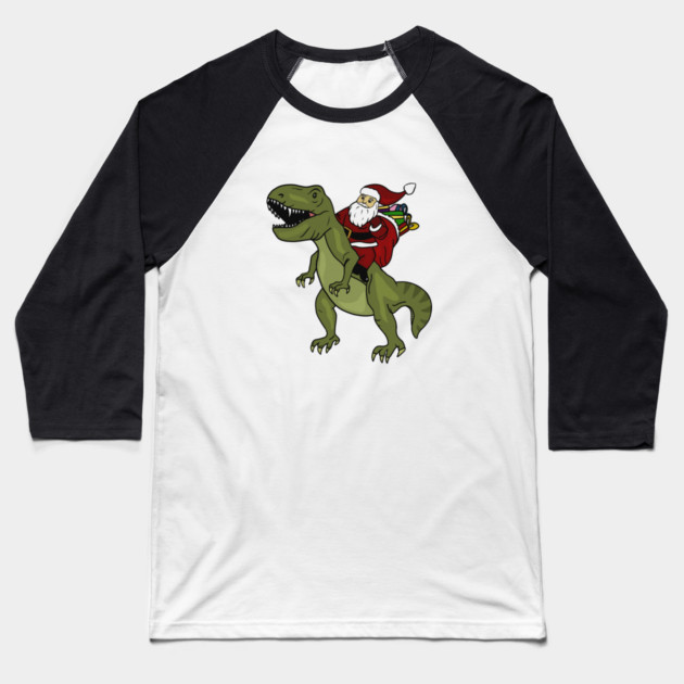 Dinosaur Christmas Gift Xmas T Rex Santa Funny Baseball T-Shirt by logiamerch