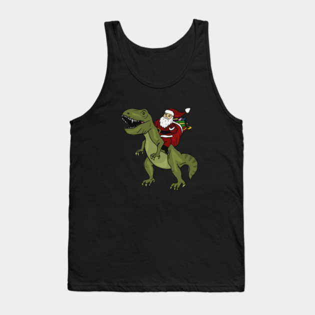 Dinosaur Christmas Gift Xmas T Rex Santa Funny Tank Top by logiamerch