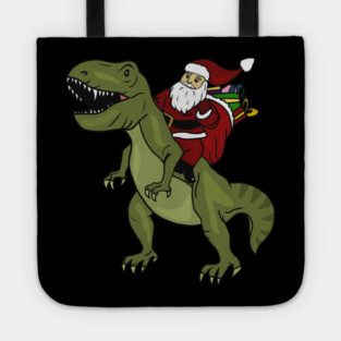 Dinosaur Christmas Gift Xmas T Rex Santa Funny Tote