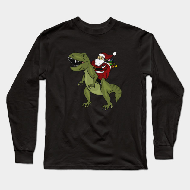 Dinosaur Christmas Gift Xmas T Rex Santa Funny Long Sleeve T-Shirt by logiamerch