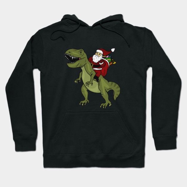 Dinosaur Christmas Gift Xmas T Rex Santa Funny Hoodie by logiamerch