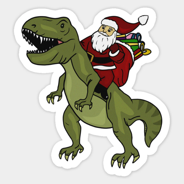 Dinosaur Christmas Gift Xmas T Rex Santa Funny Magnet by logiamerch
