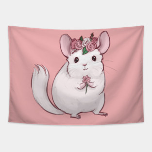 Cute Chinchilla with Flowers Tapestry