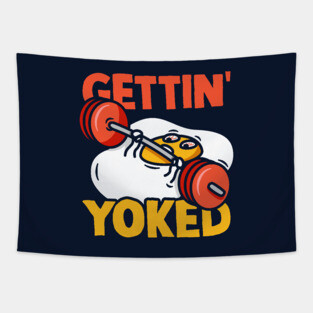 Getting Yoked Bodybuilding Egg Tapestry