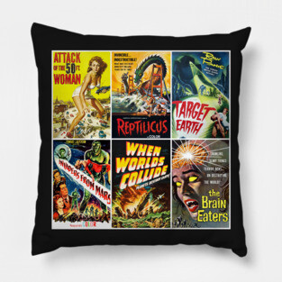 50s Sci-Fi Poster Collection Pillow