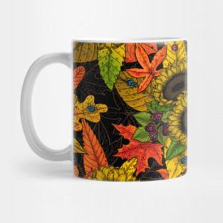 Autumn bouquet on black Mug