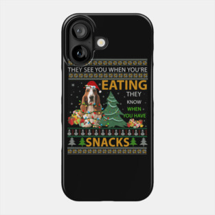 Basset Hound Ugly Christmas They See You're Eating Xmas Gift Phone Case