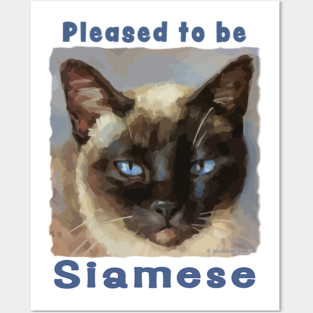 "Pleased to be Siamese" Cute Siamese Cat Posters and Art