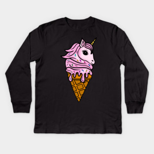 Unicorn Icecream Dripping, Magical Love Unicorns Kids Long Sleeve T-Shirt