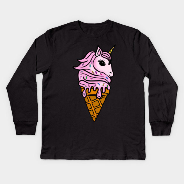 Unicorn Icecream Dripping, Magical Love Unicorns Kids Long Sleeve T-Shirt by logiamerch