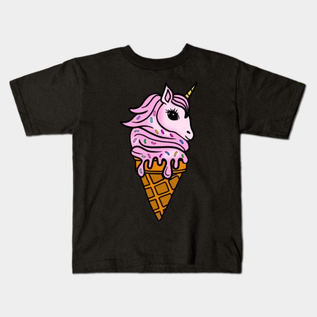 Unicorn Icecream Dripping, Magical Love Unicorns Kids T-Shirt by logiamerch