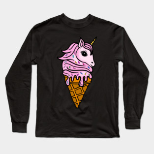 Unicorn Icecream Dripping, Magical Love Unicorns Long Sleeve T-Shirt