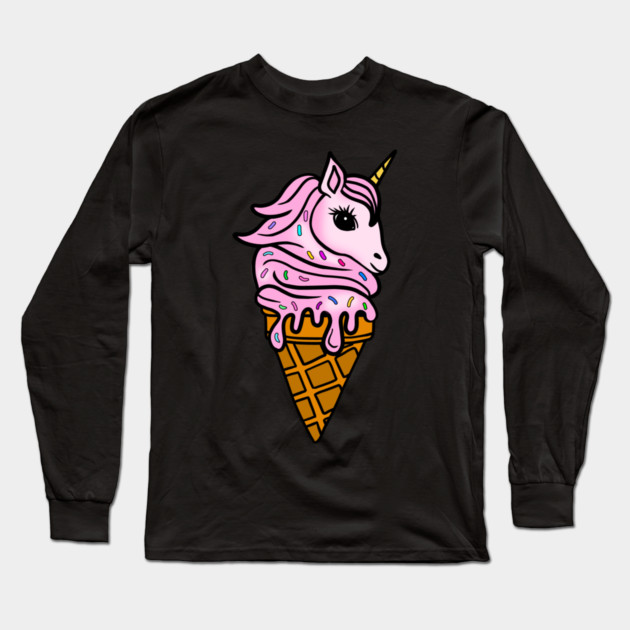 Unicorn Icecream Dripping, Magical Love Unicorns Long Sleeve T-Shirt by logiamerch