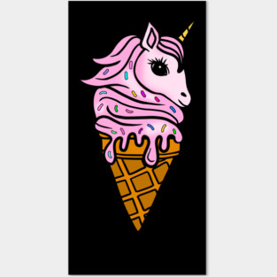 Unicorn Icecream Dripping, Magical Love Unicorns Posters and Art