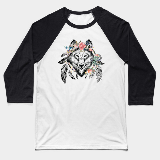 Wolf Spirit Baseball T-Shirt by MCALTees