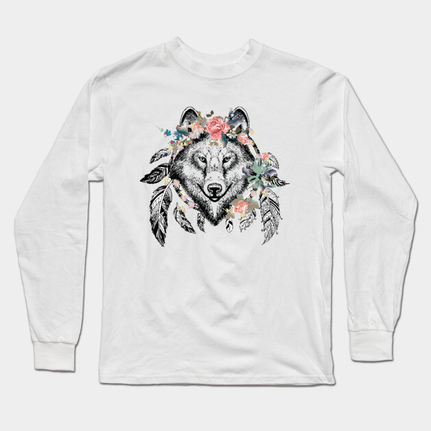 Wolf Spirit Long Sleeve T-Shirt by MCALTees