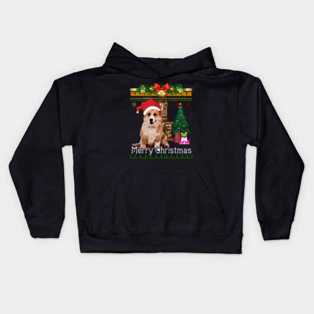 Ugly Christmas Sweater Welsh Corgi Kids Hoodie by LaurieAndrew