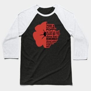 Poppy Poem for Remembrance Day Baseball T-Shirt