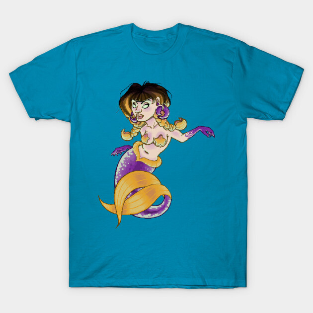 Pixel Mermaid T-Shirt by z0mbi