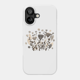 Watercolor whimsical flowers - beige Phone Case