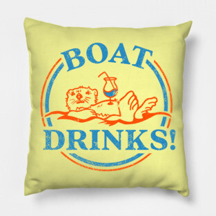 "Boat Drinks!" Cute & Funny Otter Drinking A Cocktail Pillow