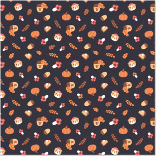 Guinea pig Fall Pattern, Bubu and Moonch Posters and Art