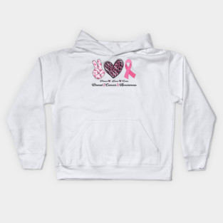 Peace Love Cure Breast & Cancer Awareness Kids Hoodie