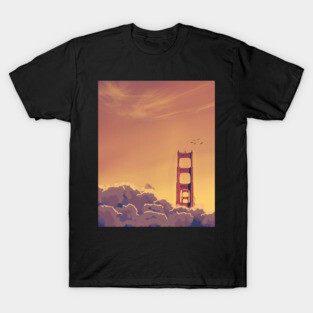 San Francisco Golden Gate Bridge Sunset Anime Scenery T-Shirt