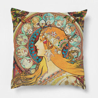 Vintage Gypsy Astrology Poster | Alphonse Mucha Pillow