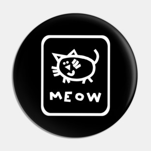 Minimal White Line Self Portrait Cat Pin