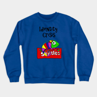 Funny Identity Crisis Chameleon on Skittles Bag Crewneck Sweatshirt