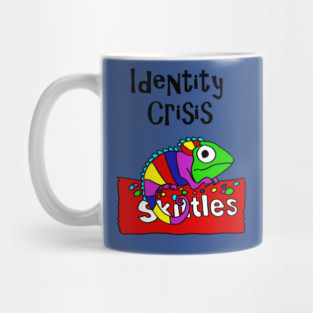 Funny Identity Crisis Chameleon on Skittles Bag Mug