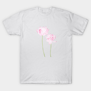 two pink lotus flowers watercolor T-Shirt