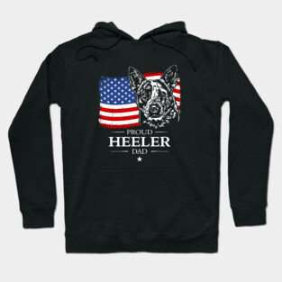 Proud Blue Heeler Dad American Flag Hoodie
