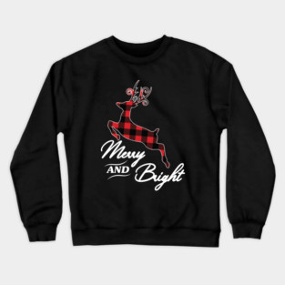 Merry and Bright Christmas Holiday,Merry And Bright. Buffalo Plaid Christmas Design Crewneck Sweatshirt