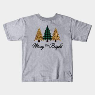 Merry and Bright T-shirt, Merry and Bright Christmas Tree Shirt, Holiday Shirt, Womens Christmas Shirt, Buffalo Plaid Christmas Shirt Kids T-Shirt