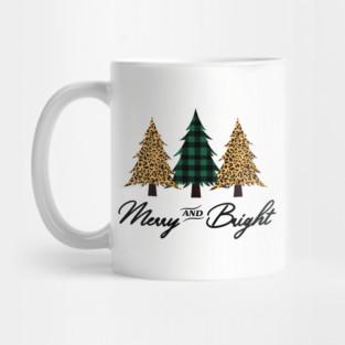 Merry and Bright T-shirt, Merry and Bright Christmas Tree Shirt, Holiday Shirt, Womens Christmas Shirt, Buffalo Plaid Christmas Shirt Mug