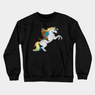 Funny Cat riding Unicorn, Love Unicorns Crewneck Sweatshirt