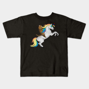 Funny Cat riding Unicorn, Love Unicorns Kids T-Shirt
