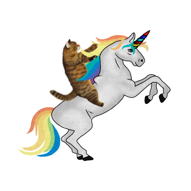 Funny Cat riding Unicorn, Love Unicorns by logiamerch